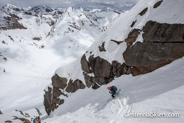Christy Mahon skis Jagged Mountain