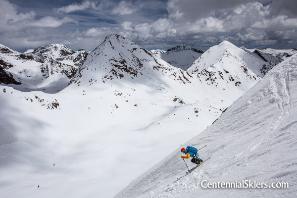 Pete Gaston skis Jagged Mountain